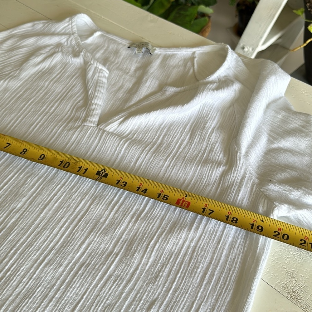 Lucky brand,  Los Angeles Sz Lg long sleeve empire drawstring sleeve white - Picture 7 of 10